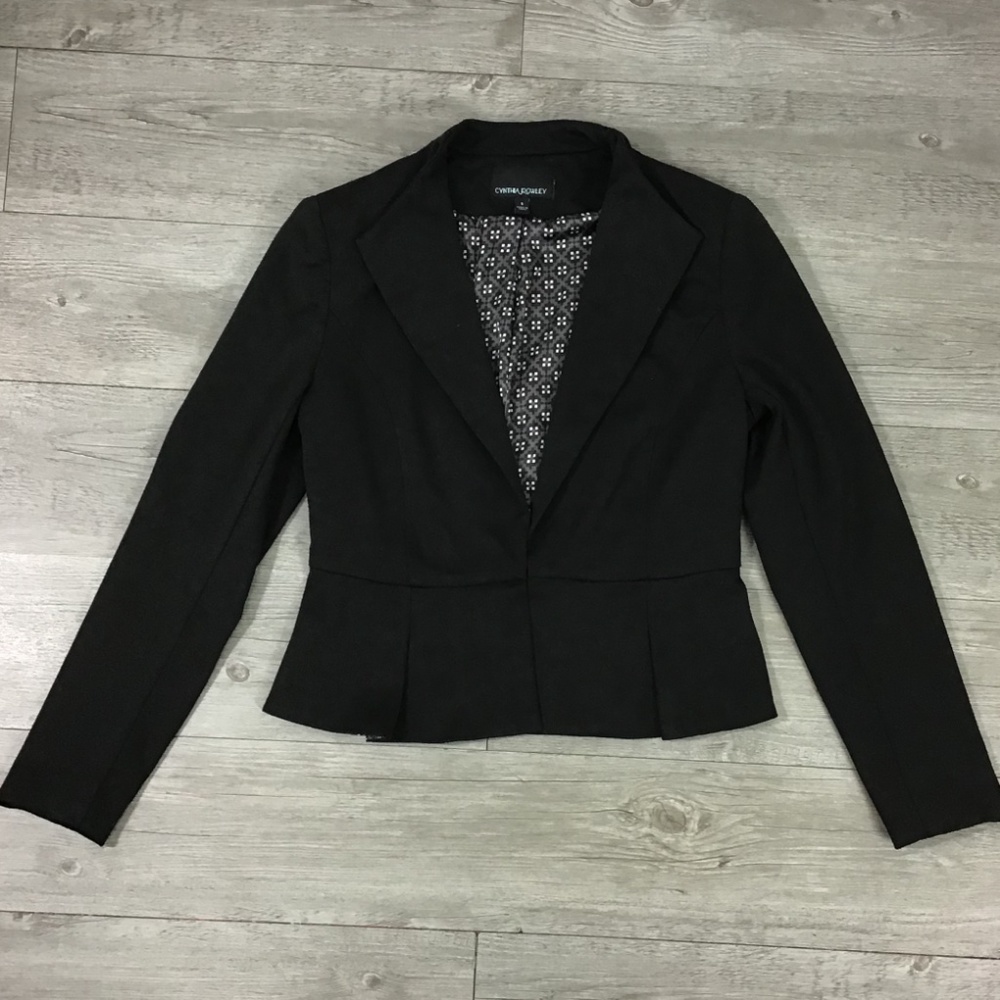 Cynthia Rowley Peplum Pleated Hem Blazer
